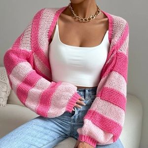 NWOT Shein Pink Color Block Pink Shrug Cardigan